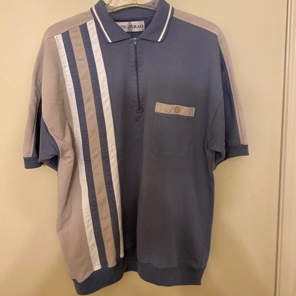 Zipper Collared Shirt with stripes. - Picture 2 of 5